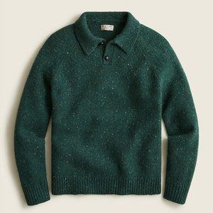 NWT Wallace & Barnes by J Crew Merino Wool Green Irish Donegal Collared Sweater